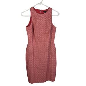Ann Taylor Petite 2P Red Pattern Sheath Dress Sleeveless Back Zip